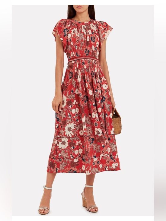 Ulla Johnson Dresses & Skirts - Ulla Johnson Lottie Floral Cotton Voile Midi Dress Red Size 4